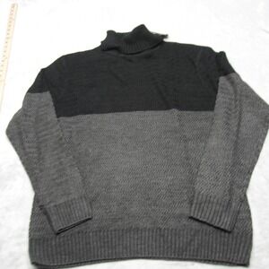 Another Influence Sweater Unisex Large Gray Black Colorblock Turtleneck Knit NEW